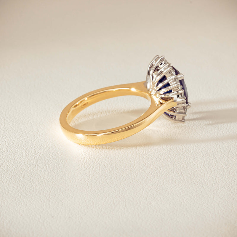 18ct Yellow Gold 3.72ct Sapphire & Diamond Belle Ring - Ring - Walker & Hall