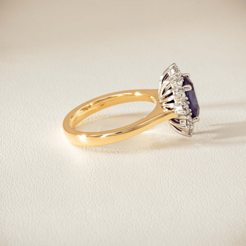 18ct Yellow Gold 3.72ct Sapphire & Diamond Belle Ring - Ring - Walker & Hall
