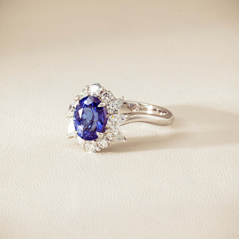 18ct White Gold 2.74ct Tanzanite & Diamond Seraphine Ring - Ring - Walker & Hall