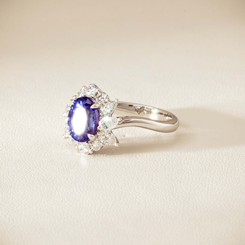 18ct White Gold 2.74ct Tanzanite & Diamond Seraphine Ring - Ring - Walker & Hall