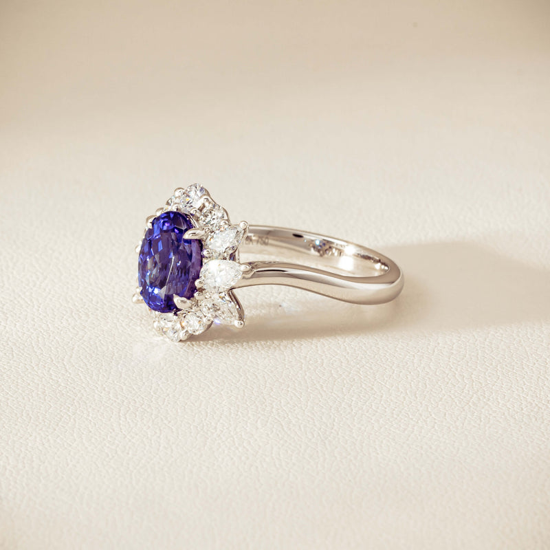 18ct White Gold 2.74ct Tanzanite & Diamond Seraphine Ring - Ring - Walker & Hall