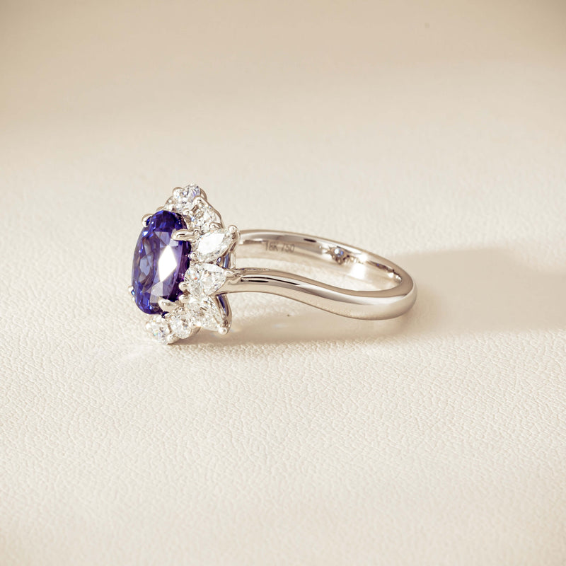18ct White Gold 2.74ct Tanzanite & Diamond Seraphine Ring - Ring - Walker & Hall