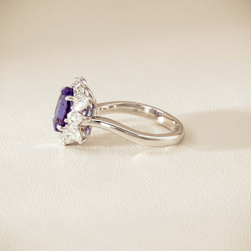 18ct White Gold 2.74ct Tanzanite & Diamond Seraphine Ring - Ring - Walker & Hall