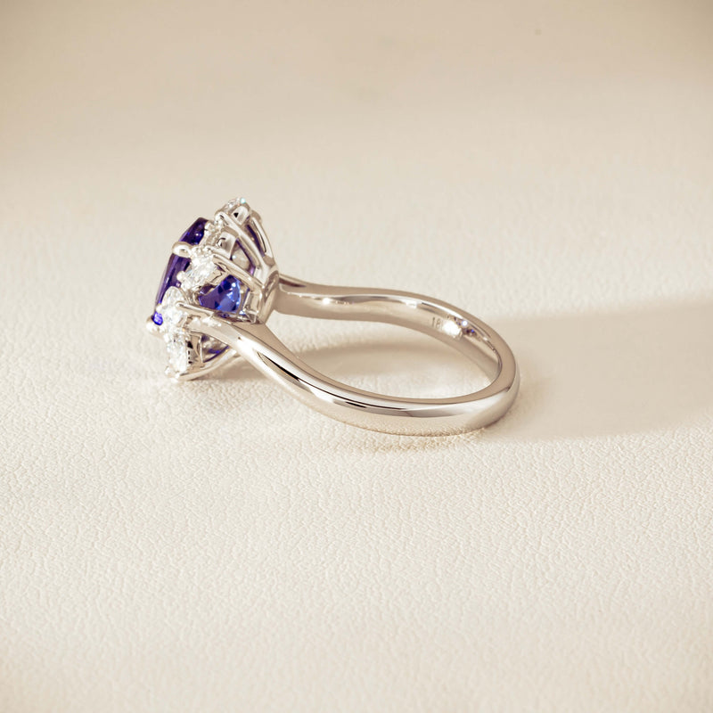 18ct White Gold 2.74ct Tanzanite & Diamond Seraphine Ring - Ring - Walker & Hall