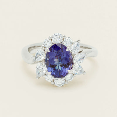 18ct White Gold 2.74ct Tanzanite & Diamond Seraphine Ring - Ring - Walker & Hall