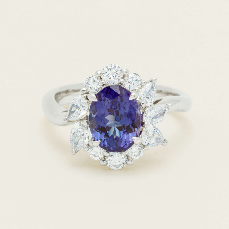 18ct White Gold 2.74ct Tanzanite & Diamond Seraphine Ring - Ring - Walker & Hall