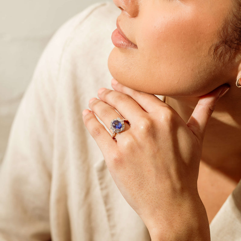 18ct White Gold 2.74ct Tanzanite & Diamond Seraphine Ring - Ring - Walker & Hall