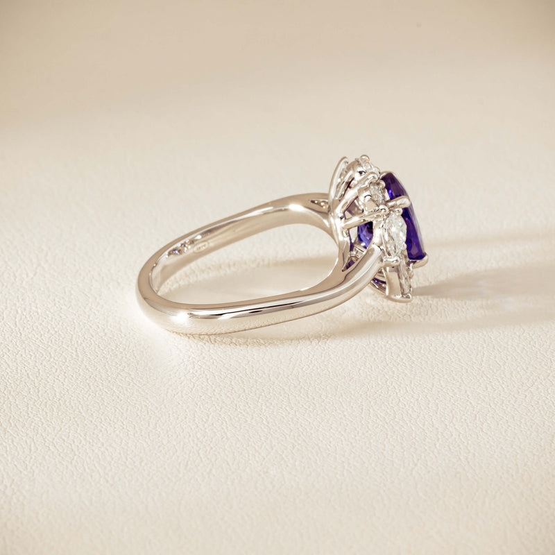 18ct White Gold 2.74ct Tanzanite & Diamond Seraphine Ring - Ring - Walker & Hall