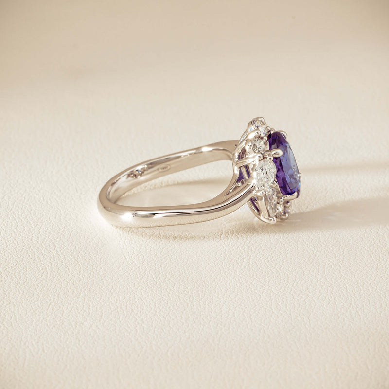 18ct White Gold 2.74ct Tanzanite & Diamond Seraphine Ring - Ring - Walker & Hall