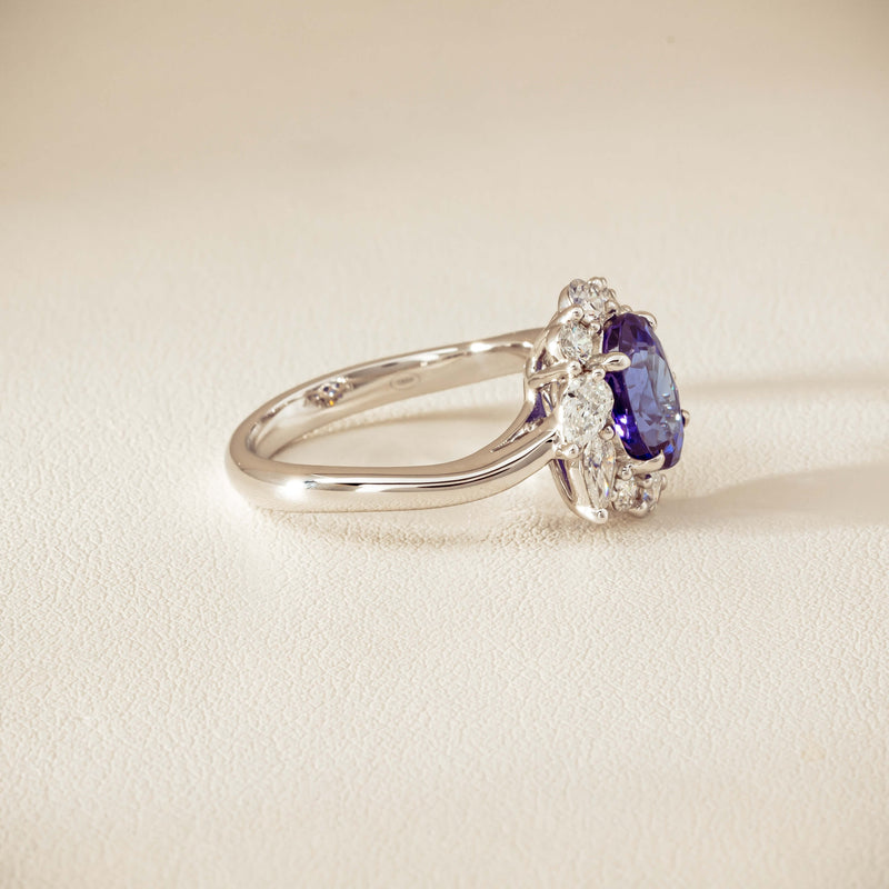 18ct White Gold 2.74ct Tanzanite & Diamond Seraphine Ring - Ring - Walker & Hall
