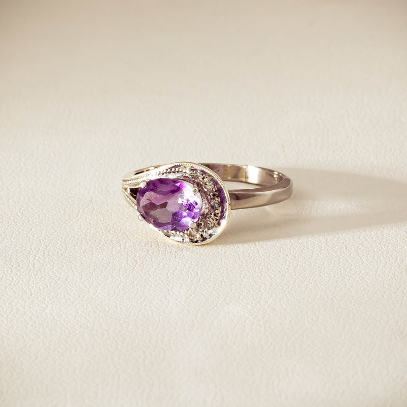 Deja Vu 18ct White Gold / Silver Amethyst & Diamond Ring - Ring - Walker & Hall