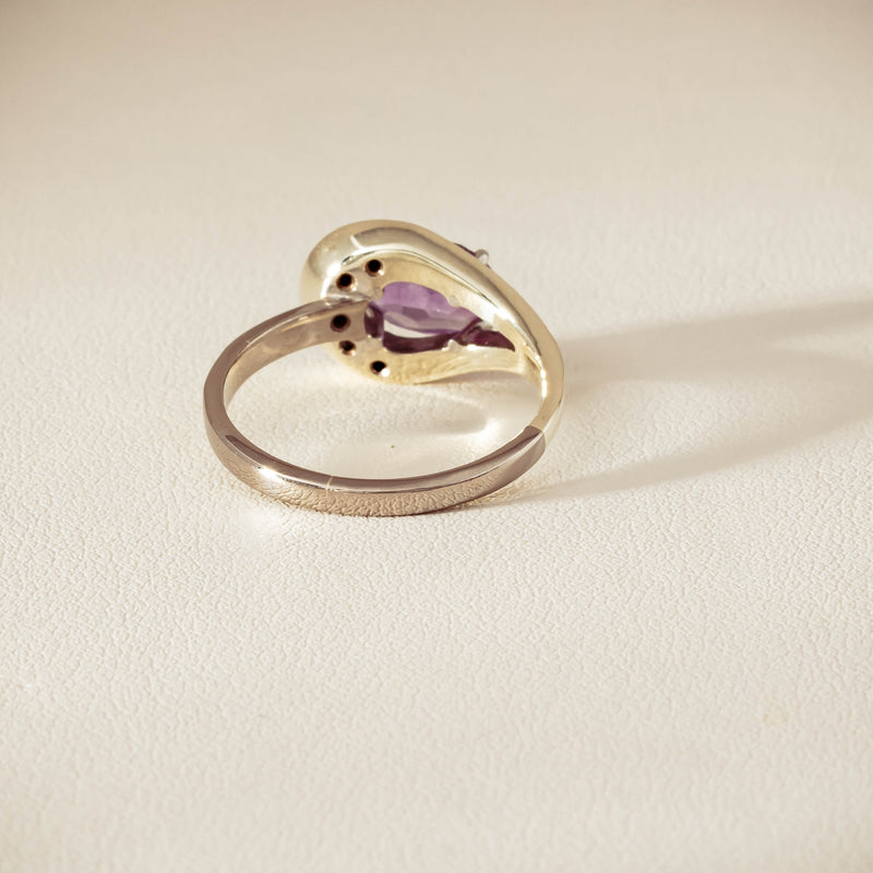 Deja Vu 18ct White Gold / Silver Amethyst & Diamond Ring - Ring - Walker & Hall