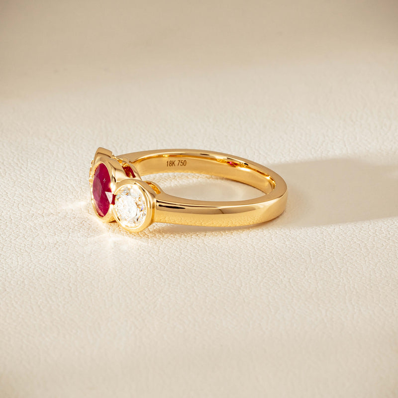 18ct Yellow Gold 1.30ct Ruby & Diamond Natalia Ring