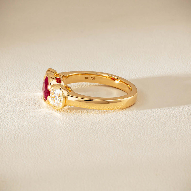 18ct Yellow Gold 1.30ct Ruby & Diamond Natalia Ring