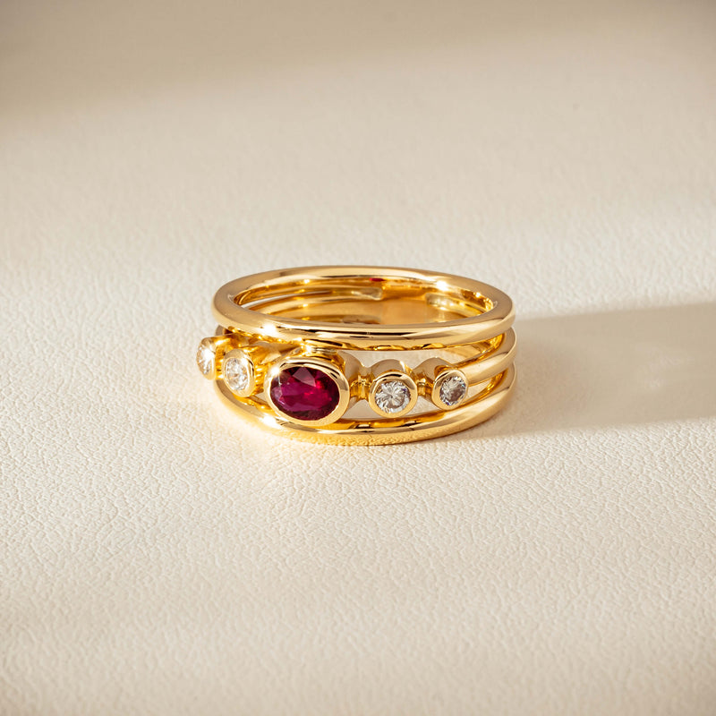 Deja Vu 18ct Yellow Gold .50ct Ruby & Diamond Ring
