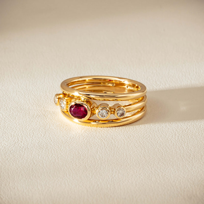 Deja Vu 18ct Yellow Gold .50ct Ruby & Diamond Ring