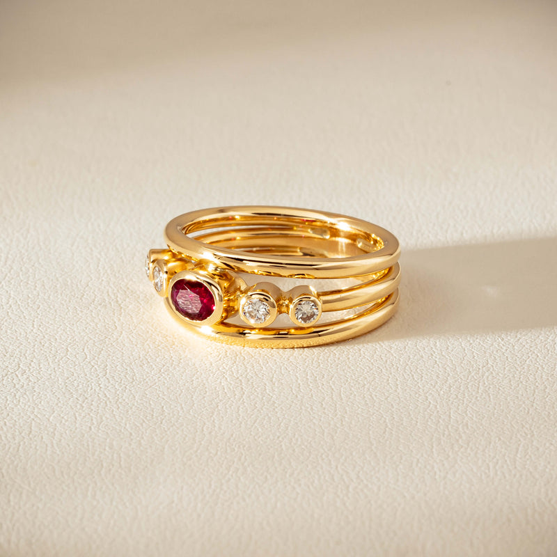 Deja Vu 18ct Yellow Gold .50ct Ruby & Diamond Ring