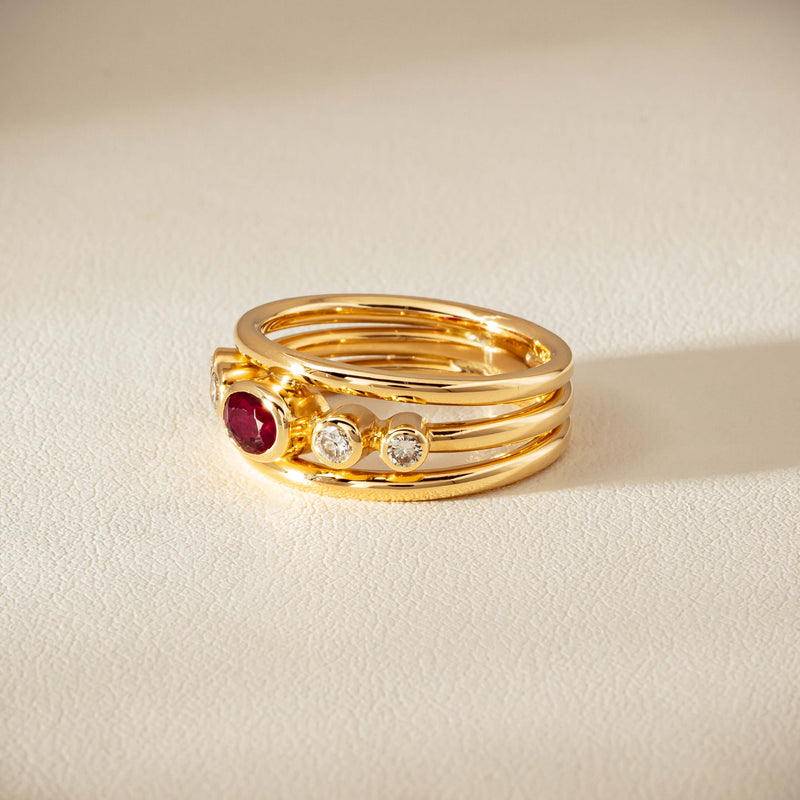 Deja Vu 18ct Yellow Gold .50ct Ruby & Diamond Ring