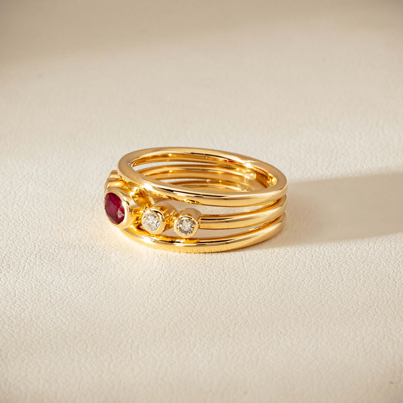 Deja Vu 18ct Yellow Gold .50ct Ruby & Diamond Ring