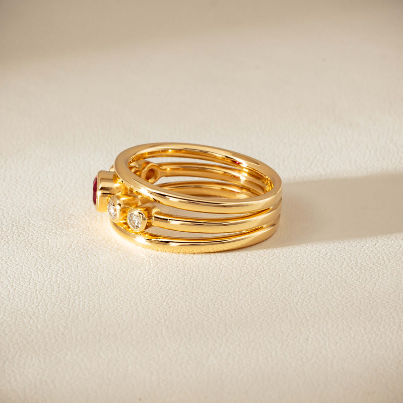 Deja Vu 18ct Yellow Gold .50ct Ruby & Diamond Ring