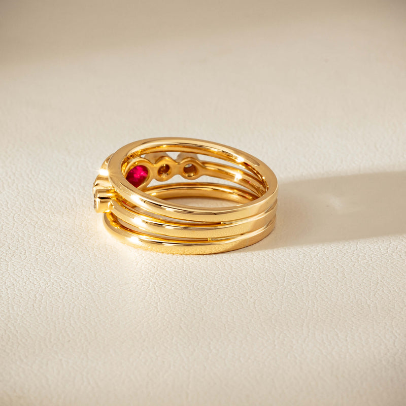 Deja Vu 18ct Yellow Gold .50ct Ruby & Diamond Ring
