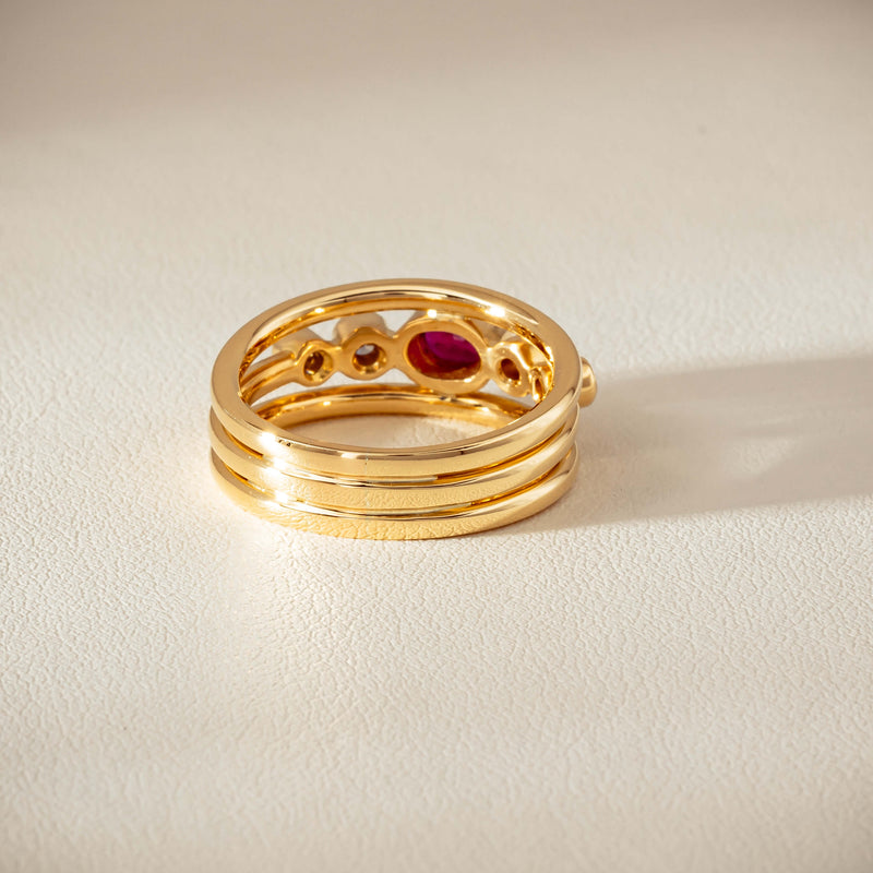 Deja Vu 18ct Yellow Gold .50ct Ruby & Diamond Ring