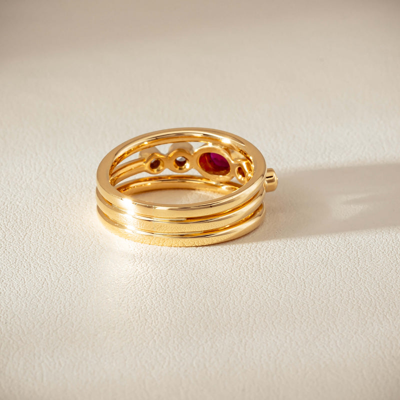 Deja Vu 18ct Yellow Gold .50ct Ruby & Diamond Ring