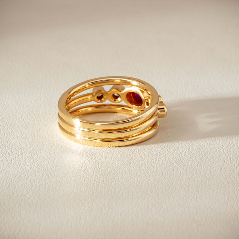 Deja Vu 18ct Yellow Gold .50ct Ruby & Diamond Ring