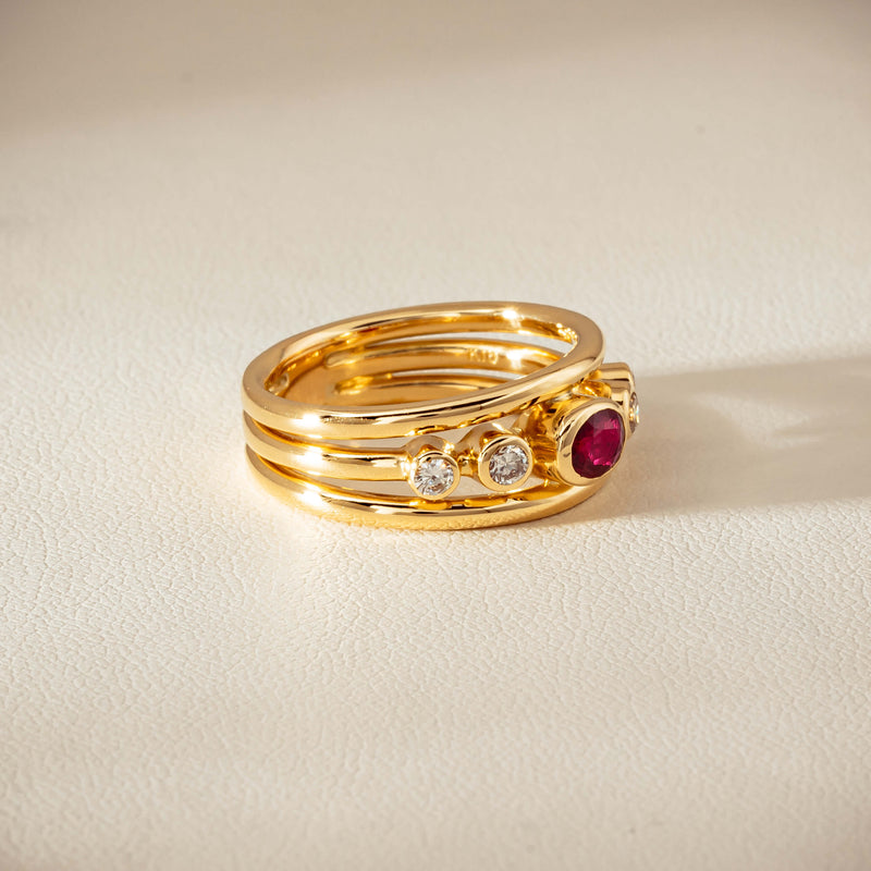 Deja Vu 18ct Yellow Gold .50ct Ruby & Diamond Ring