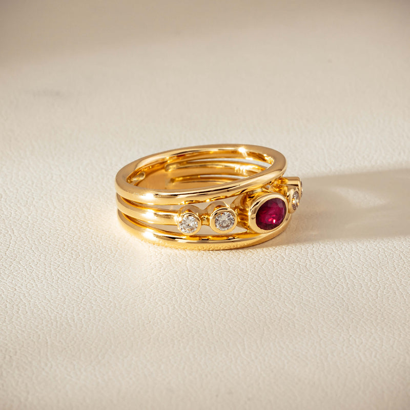 Deja Vu 18ct Yellow Gold .50ct Ruby & Diamond Ring