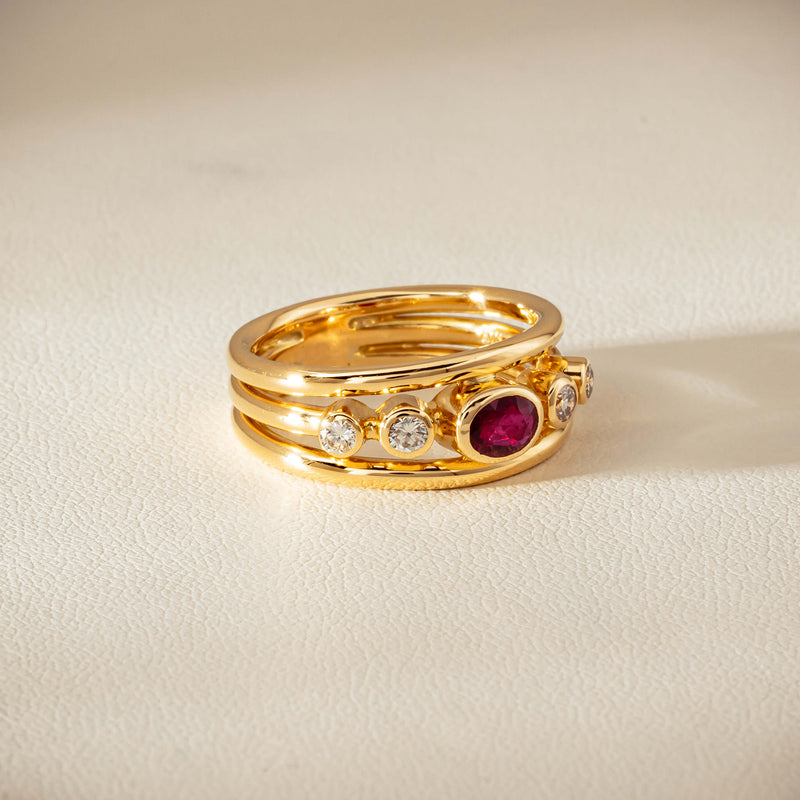 Deja Vu 18ct Yellow Gold .50ct Ruby & Diamond Ring