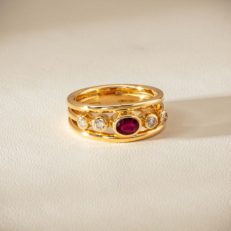 Deja Vu 18ct Yellow Gold .50ct Ruby & Diamond Ring