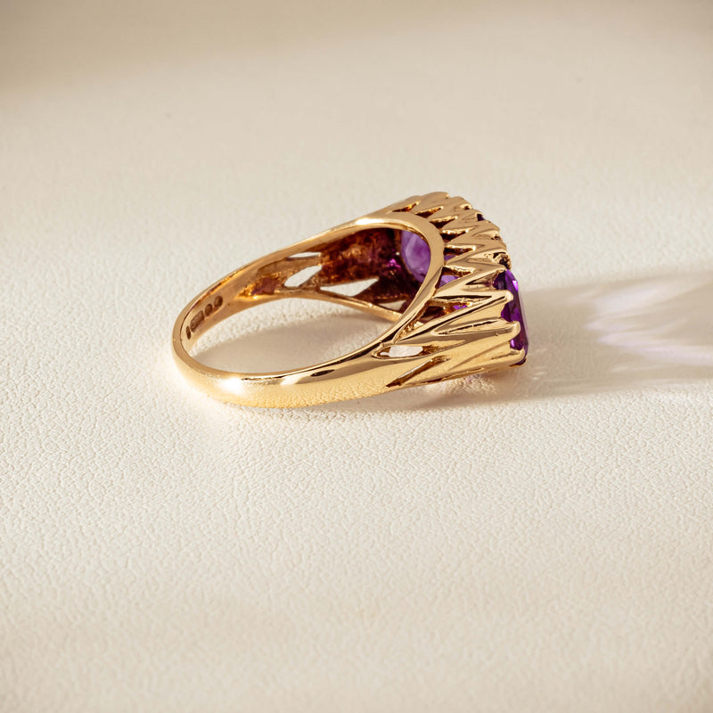 Deja Vu 9ct Gold Amethyst & Diamond Ring - London 1972