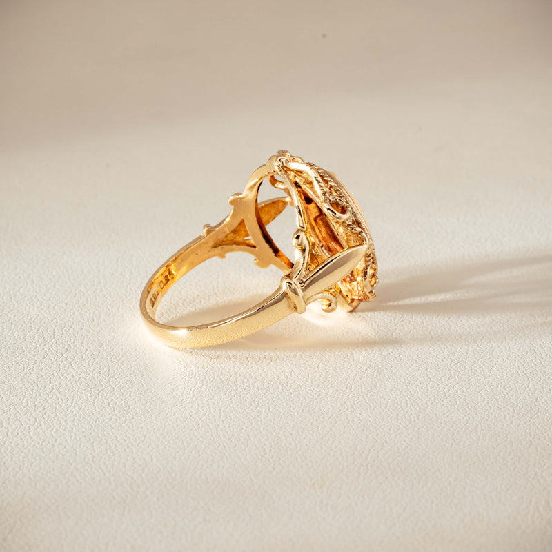 Deja Vu 9ct Yellow Gold Decorative Cameo Ring - London 1976