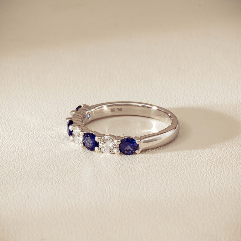 18ct White Gold .70ct Sapphire & Diamond Panorama Ring