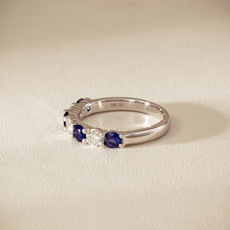 18ct White Gold .70ct Sapphire & Diamond Panorama Ring