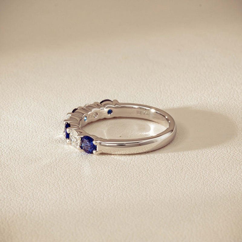 18ct White Gold .70ct Sapphire & Diamond Panorama Ring