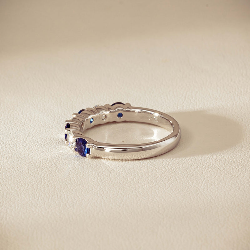 18ct White Gold .70ct Sapphire & Diamond Panorama Ring