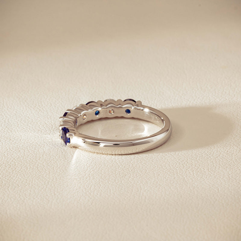 18ct White Gold .70ct Sapphire & Diamond Panorama Ring