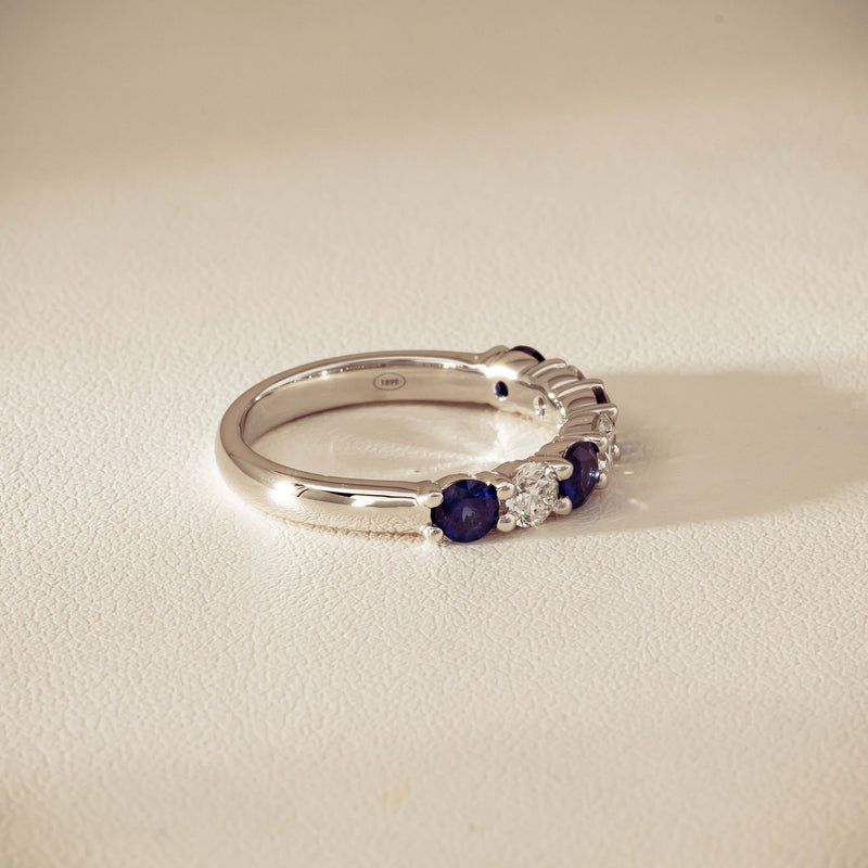 18ct White Gold .70ct Sapphire & Diamond Panorama Ring