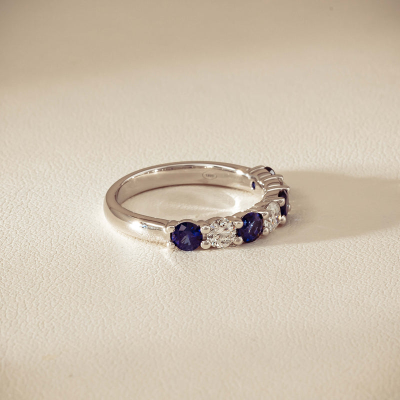 18ct White Gold .70ct Sapphire & Diamond Panorama Ring