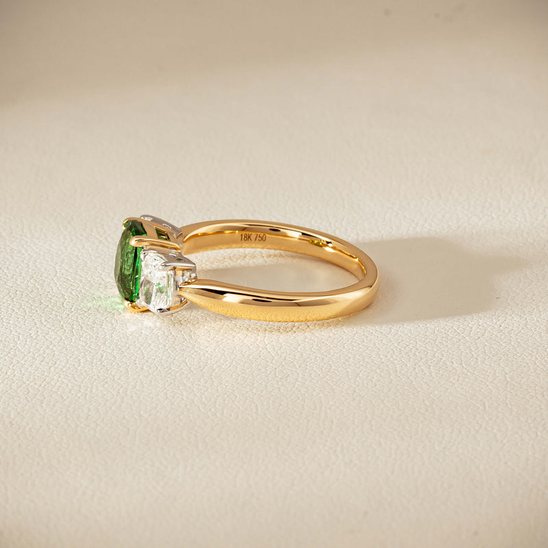 18ct Yellow Gold 2.01ct Tsavorite & Diamond Odyssey Ring