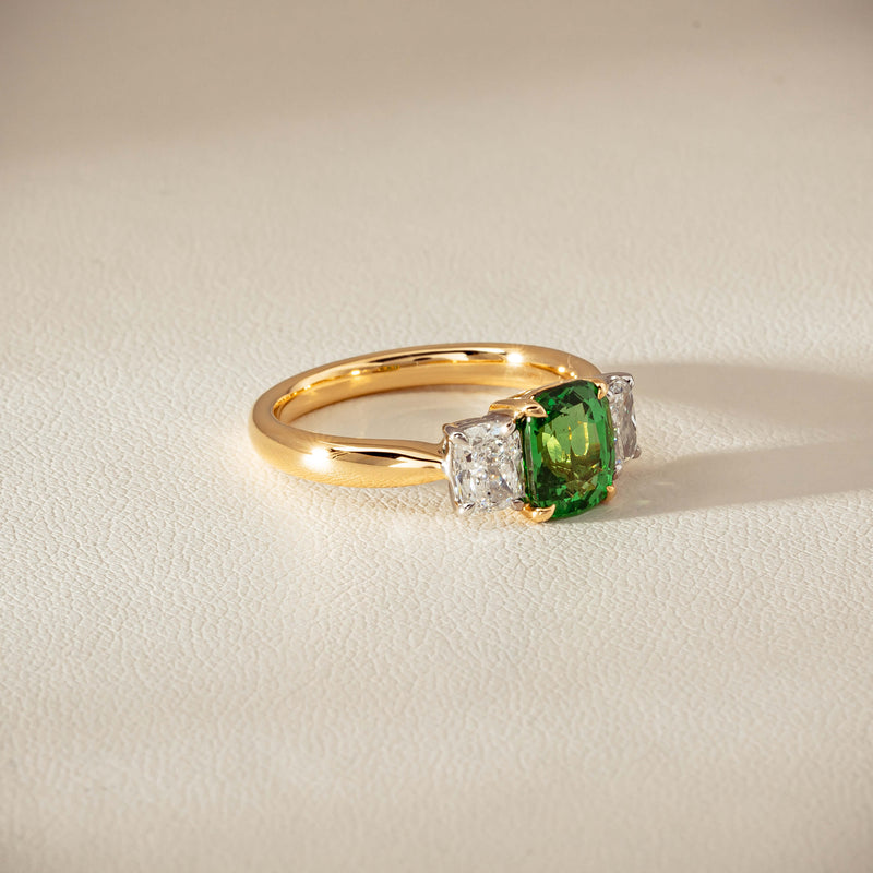 18ct Yellow Gold 2.01ct Tsavorite & Diamond Odyssey Ring