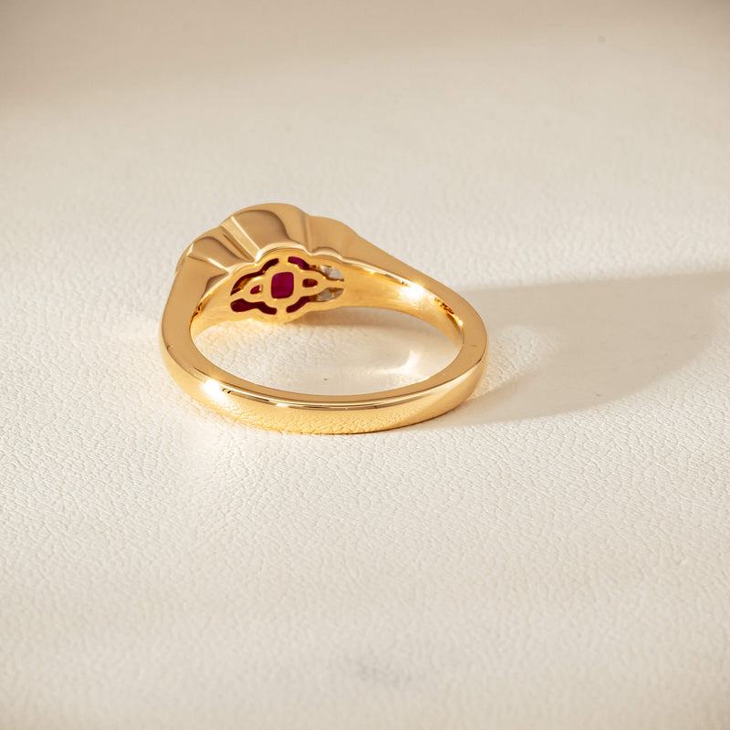 18ct Yellow Gold 1.46ct Ruby & Diamond Rubover-Set Ring