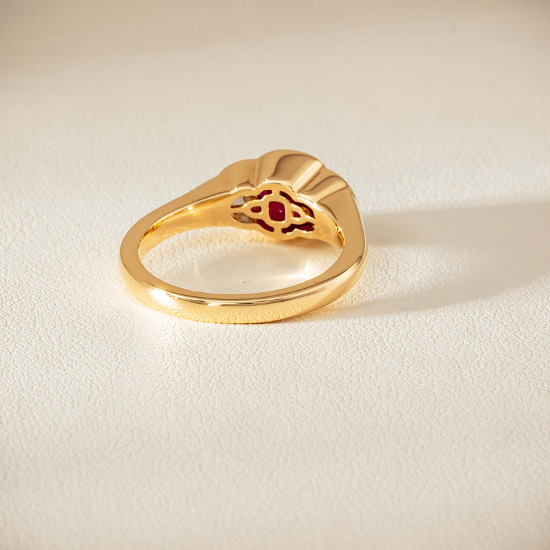 18ct Yellow Gold 1.46ct Ruby & Diamond Rubover-Set Ring