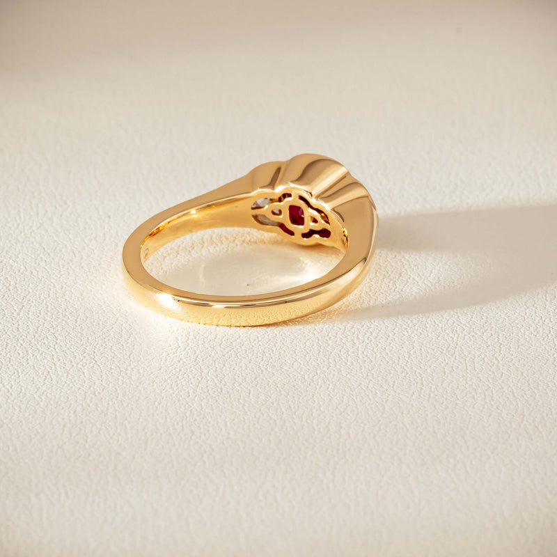 18ct Yellow Gold 1.46ct Ruby & Diamond Rubover-Set Ring