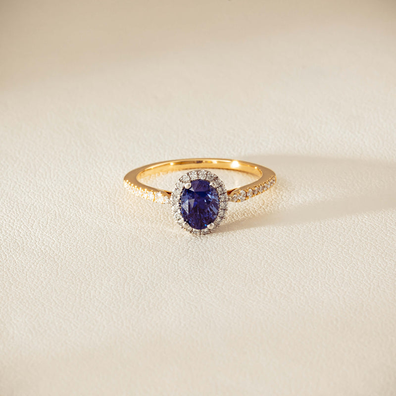 18ct Yellow Gold 1.45ct Sapphire Diamond Mini Sierra Ring