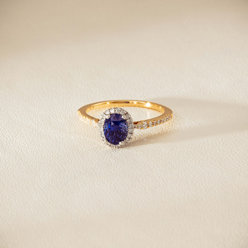 18ct Yellow Gold 1.45ct Sapphire Diamond Mini Sierra Ring