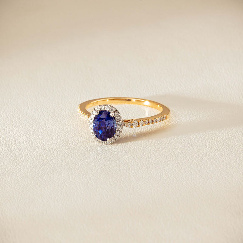 18ct Yellow Gold 1.45ct Sapphire Diamond Mini Sierra Ring