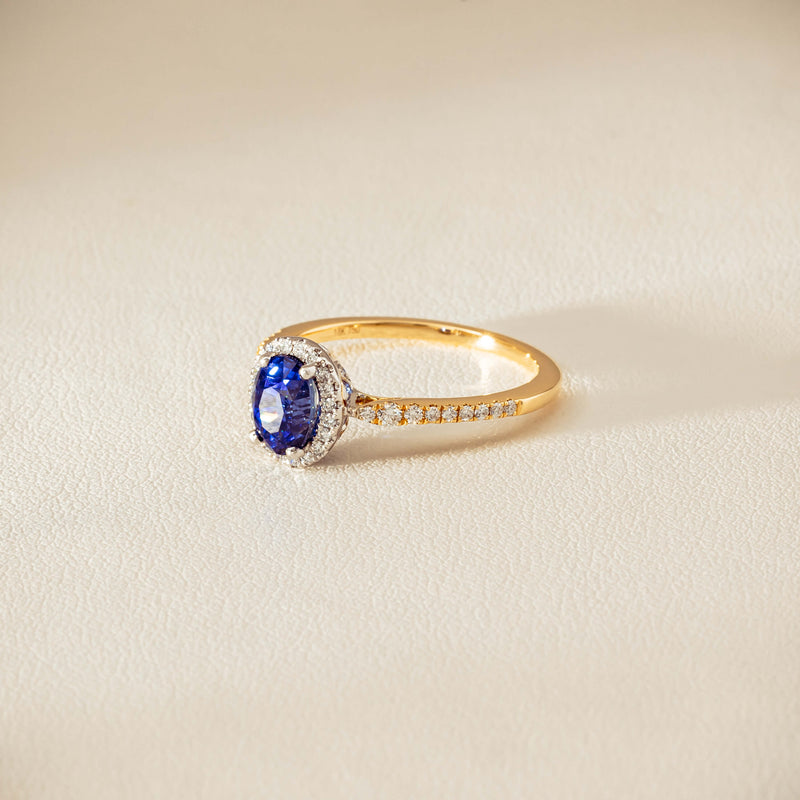 18ct Yellow Gold 1.45ct Sapphire Diamond Mini Sierra Ring
